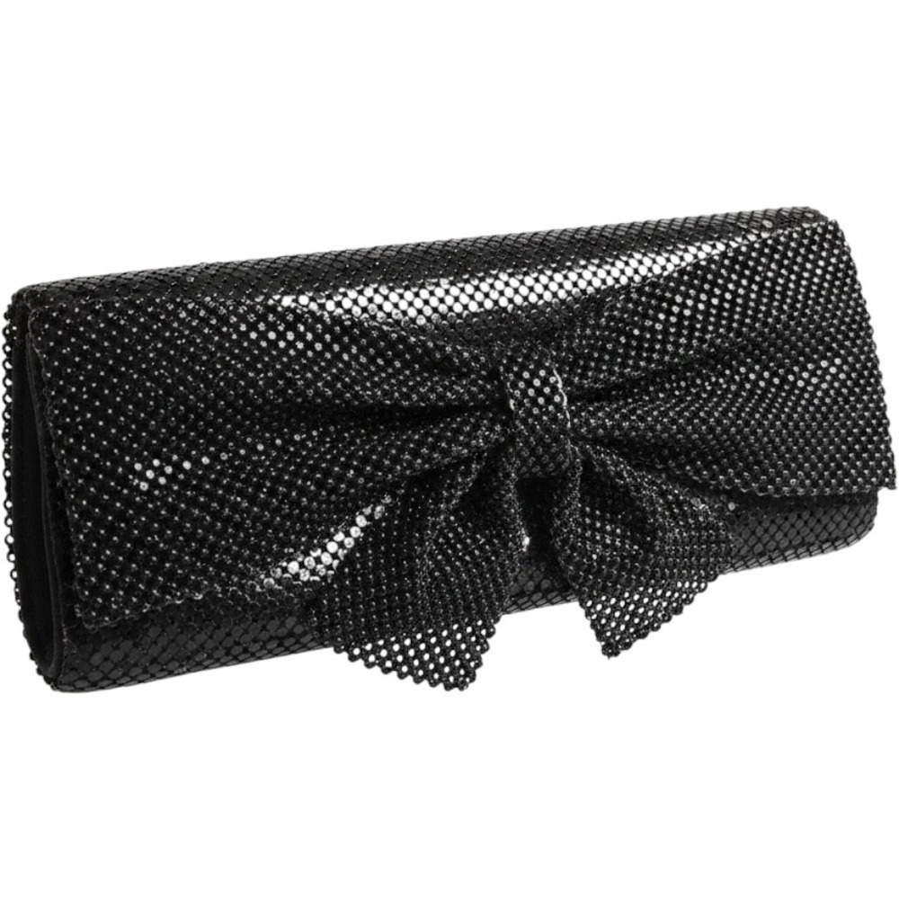 Jessica McClintock Black Beaded Bow Clutch Bag Vintage